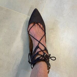 Women’s Unisa gray flats with ankle straps. Zip in the back. Size 11.